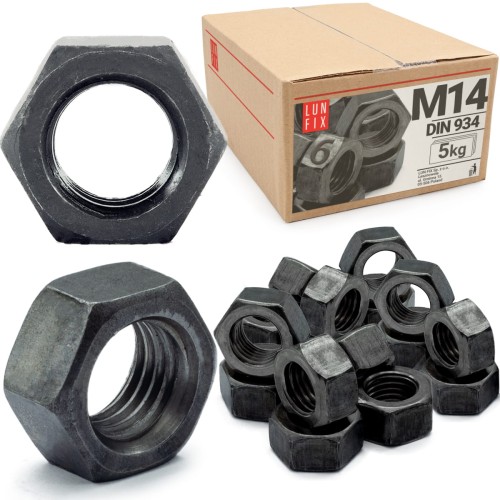 Écrou hexagonal DIN 934 M14 noir 5 kg - LUN FIX