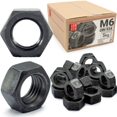 Écrou hexagonal DIN 934 M6 noir 5 kg - LUN FIX