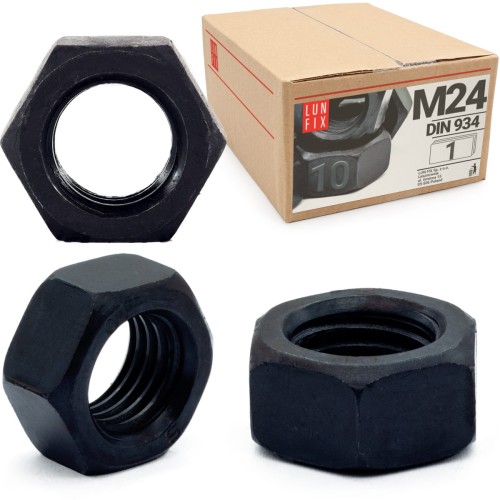 Écrou hexagonal DIN 934 M24 noir 1 pièce - LUN FIX