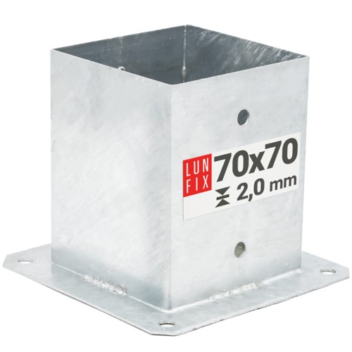 Pied de poteau 70x70 mm galvanisé - LUN FIX