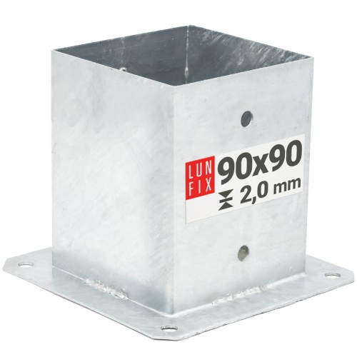 Pied de poteau 90x90 mm galvanisé - LUN FIX