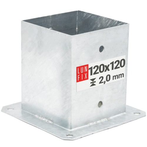 Pied de poteau 120x120 mm galvanisé - LUN FIX