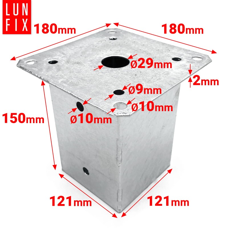 Podstawa słupa przykręcana "stopa" 120x120 mm kotwa