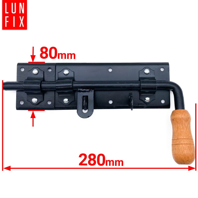 Zasuwa ryglowa 280x80mm drzwi garażu LEWA czarna WRK280
