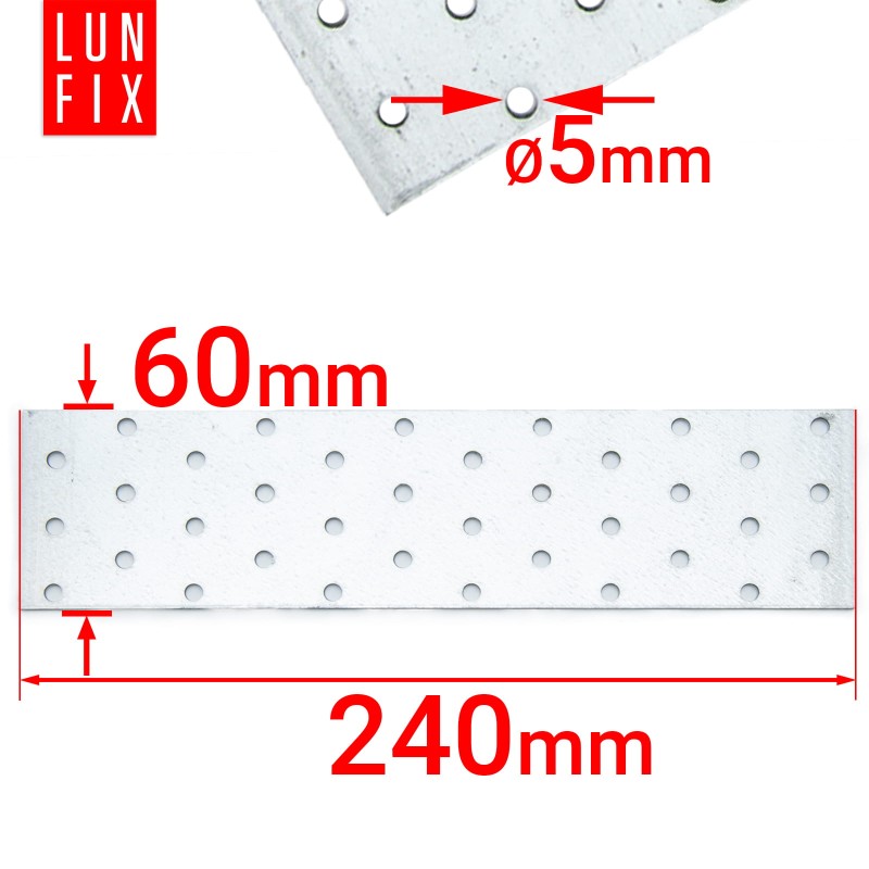 Płytka perforowana 60x240x2  łącznik ciesielski płaski 1szt.