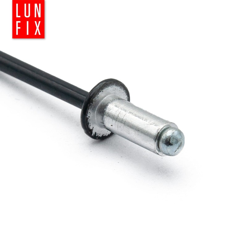 Nity zrywalne 4,8x10mm aluminiowo-stalowe CZARNE RAL9005 100szt.