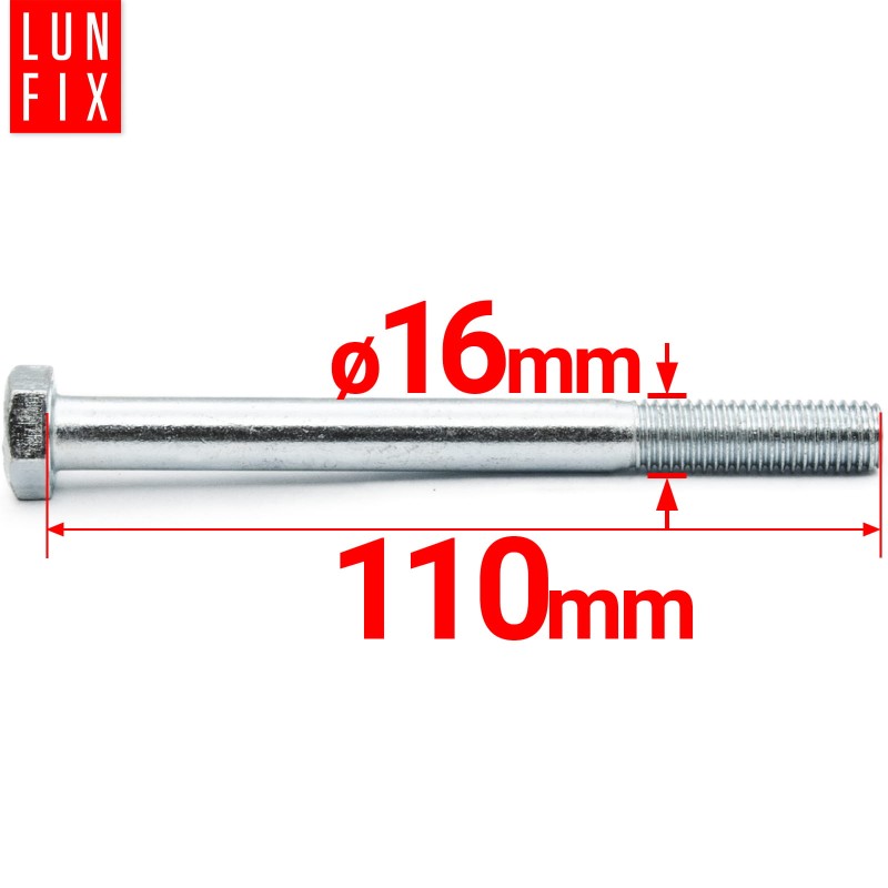 Śruba sześciokątna M16x110 ocynk DIN 931 klasa 8.8 półgwint 1kg