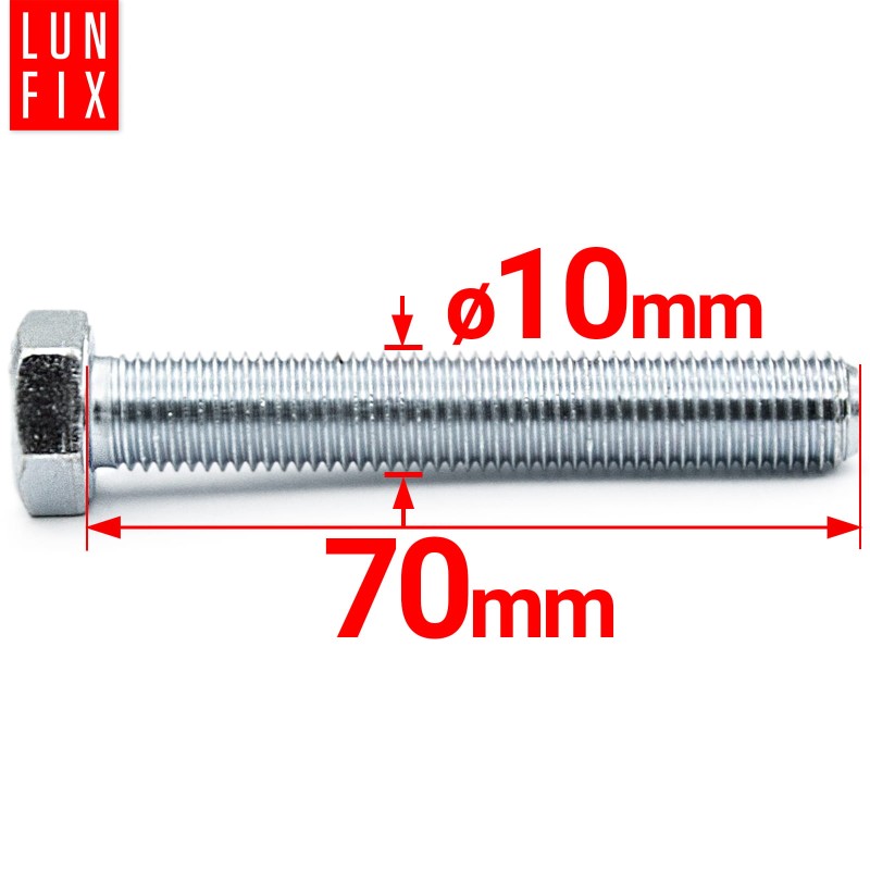 Śruba sześciokątna M10x70 ocynkowana DIN 933 klasa 5.8 1kg
