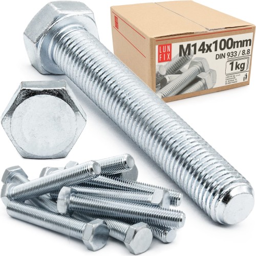 Vis hexagonale M14x100 DIN 933 galvanisée 1 kg - LUN FIX