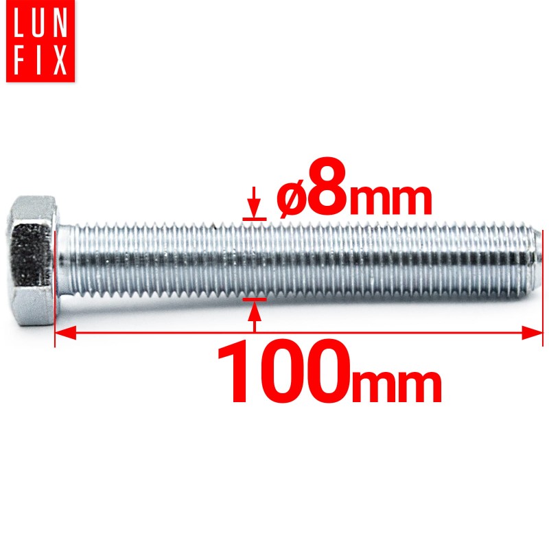 Śruba sześciokątna M8x100 ocynkowana DIN 933 klasa 8.8 1kg