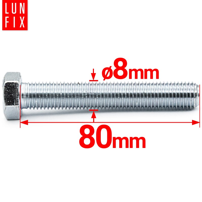 Śruba sześciokątna M8x80 ocynkowana DIN 933 klasa 8.8 1kg