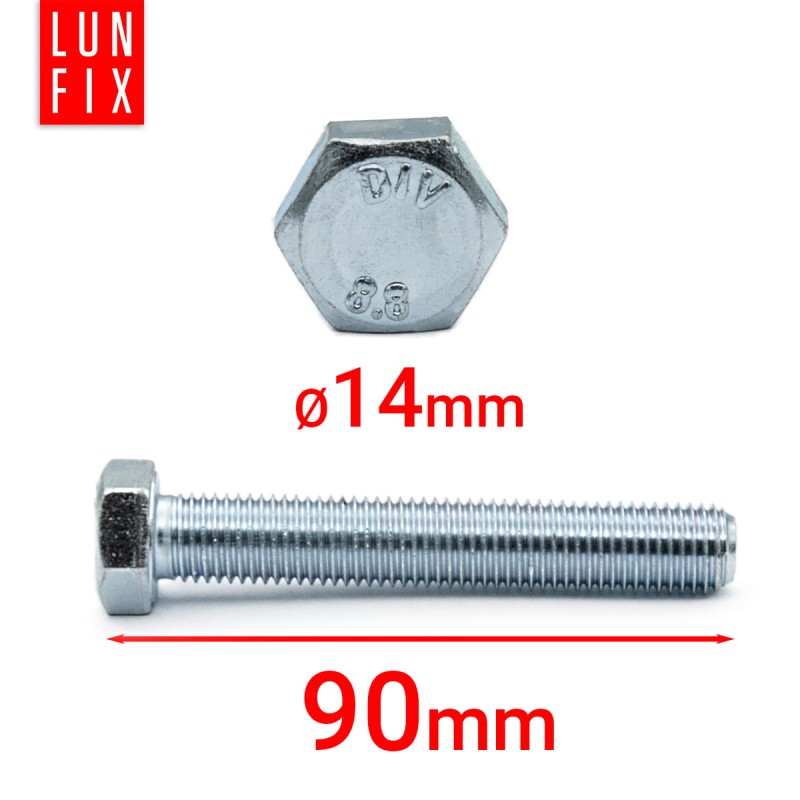 Śruba sześciokątna M14x90 ocynkowana DIN 933 klasa 8.8 1kg