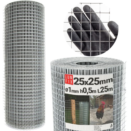 Grillage pour animaux 25x25 Ø 1 mm galvanisé - LUN FIX