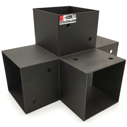 Connecteur pour poutre carrée 100x100 mm 4 extrémités - LUN FIX