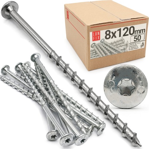 Vis pour béton cellulaire 8x120 TX30 galvanisée 50 pièces - LUN FIX