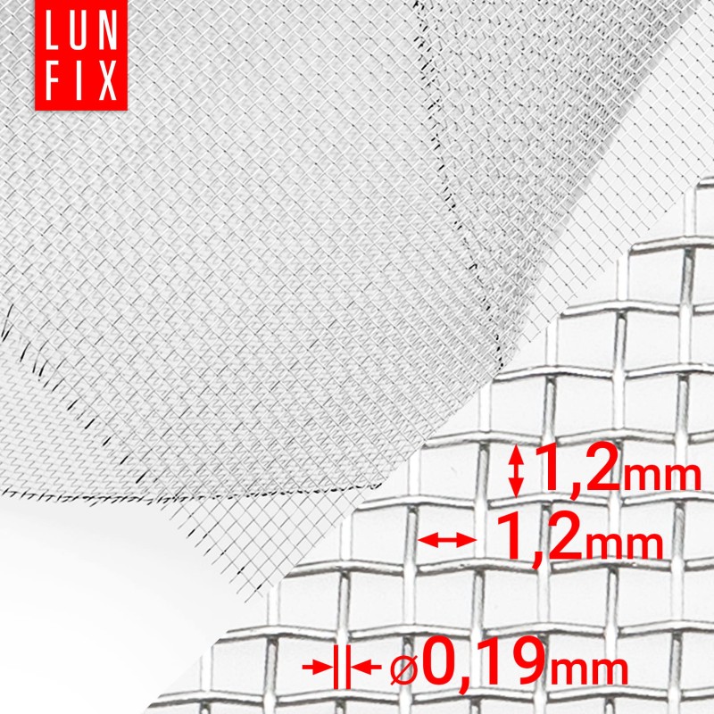 Siatka tkana nierdzewna oczko 1,2x1,2mm drut fi 0,19mm 0,5m2