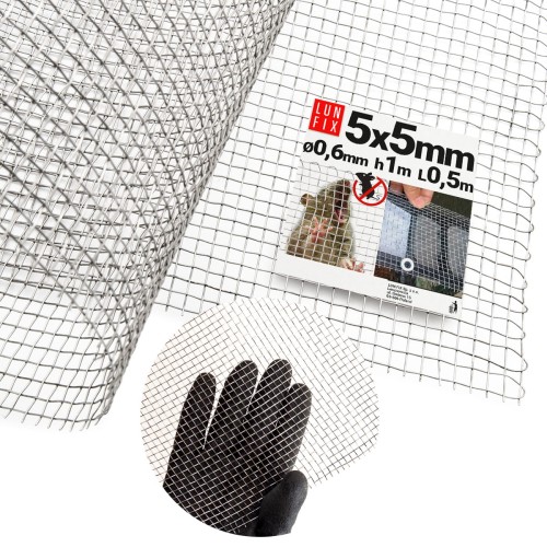 Grillage métallique tissé 5x5 mm Ø 0,6 mm acier inoxydable - LUN FIX