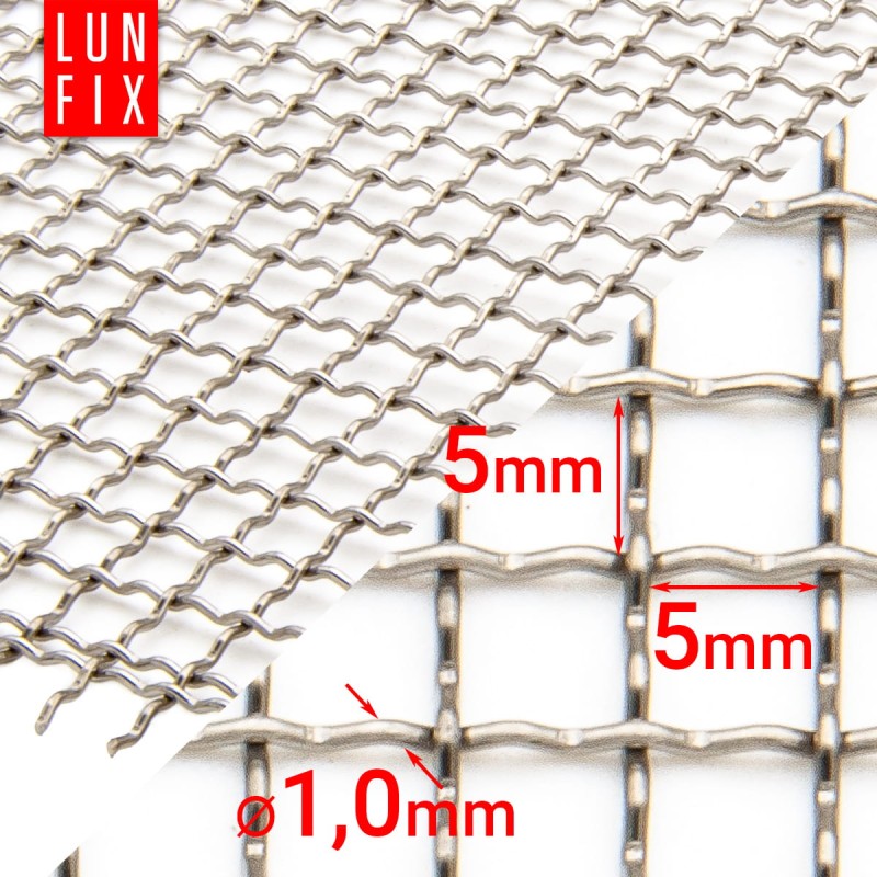 Siatka tkana nierdzewna oczko 5x5mm drut fi 1mm 0,5m2