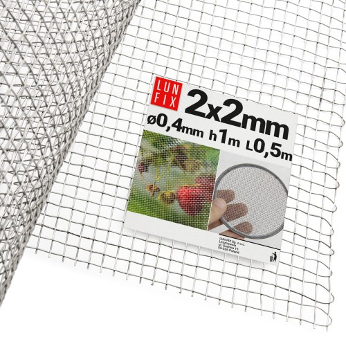 Grillage métallique tissé 2x2 mm Ø 0,4 mm acier inoxydable - LUN FIX