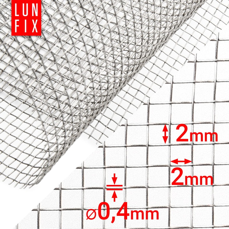 Siatka tkana nierdzewna oczko 2x2mm drut fi 0,4mm 0,5m2