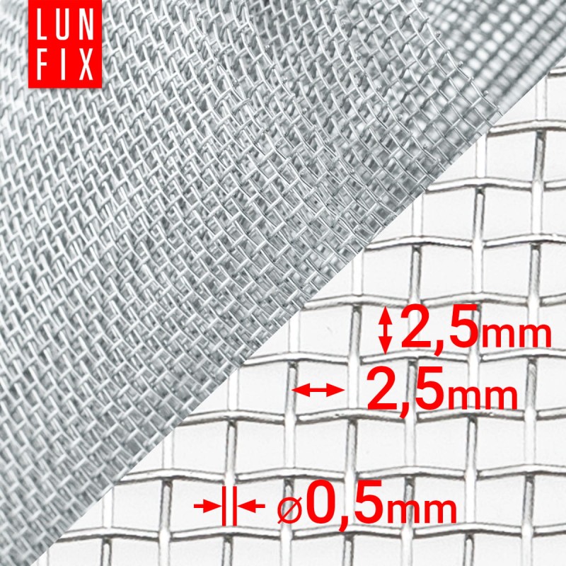 Siatka tkana ocynkowana 2,5x2,5mm fi 0,4 h/1m 0,5m2