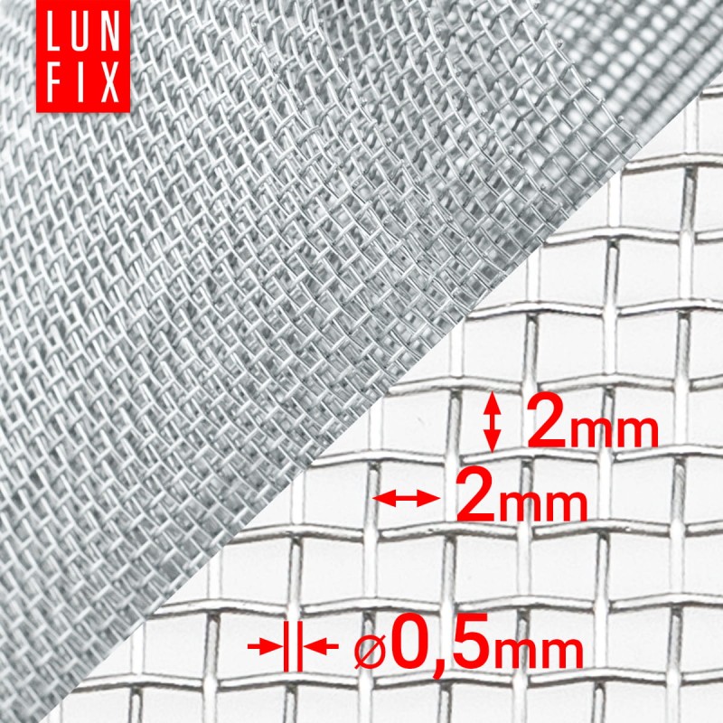 Siatka tkana ocynkowana 2x2mm fi 0,5 h/1m 0,5m2