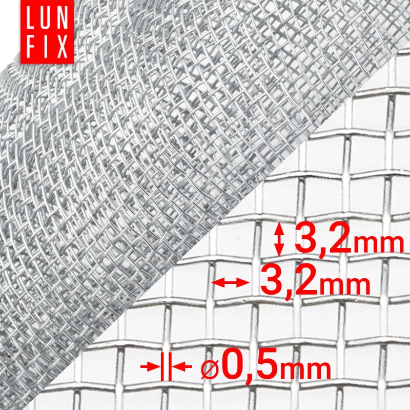 Siatka tkana ocynkowana 3,2x3,2mm fi 0,5 h/1m 0,5m2