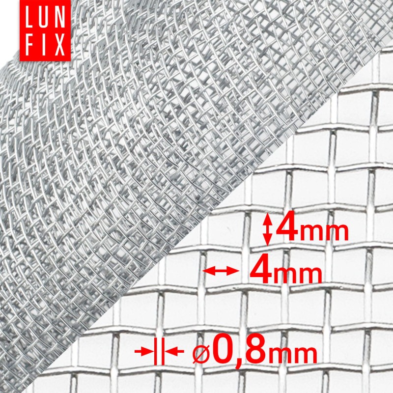 Siatka tkana ocynkowana 4x4mm fi 0,4 h/1m 0,5m2
