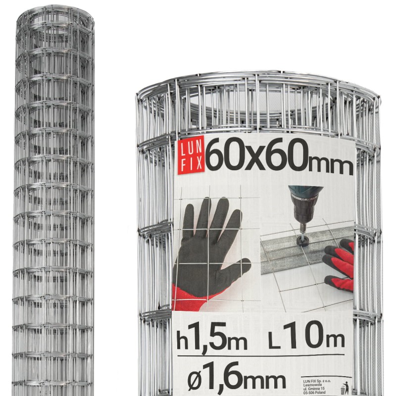 Siatka zgrzewana 150 cm oczko 60x60 fi 1,6mm ogrodzeniowa ocynkowana 10mb