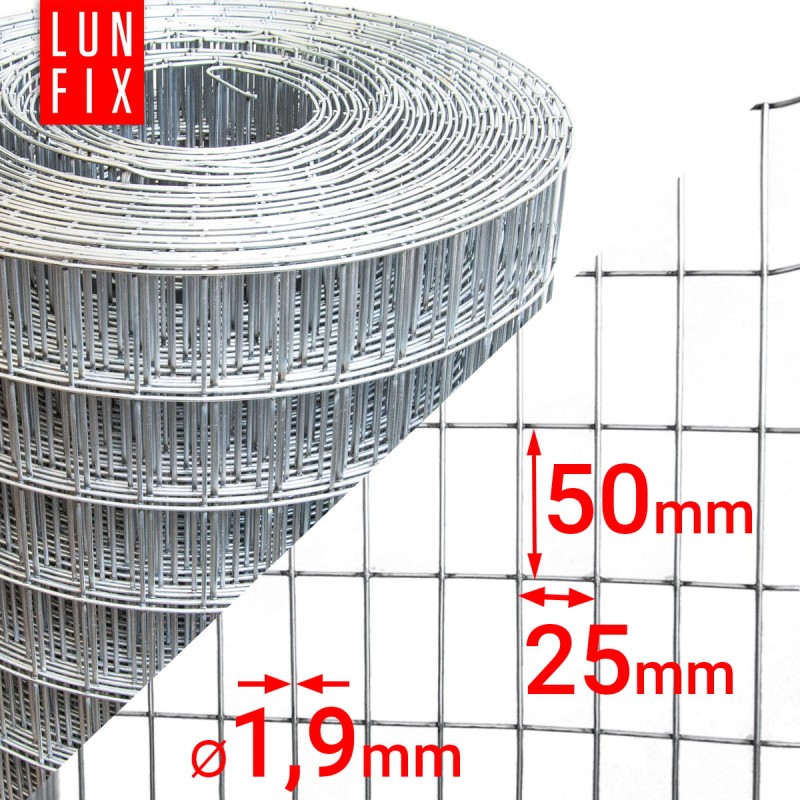 Siatka zgrzewana 100 cm oczko 50x25 fi 1,9mm ogrodzeniowa ocynkowana 25mb