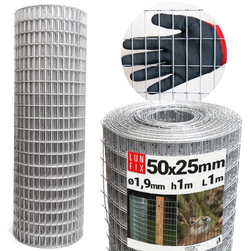 Grillage soudé 50x25 Ø 1,9 mm galvanisé - LUN FIX
