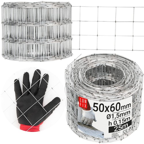Treillis d’armature 50x60 0,15x25 m galvanisé - LUN FIX