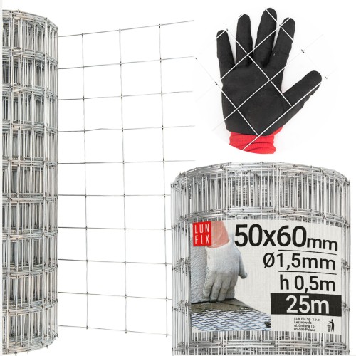 Treillis d’armature 50x60 0,5x25 m galvanisé - LUN FIX