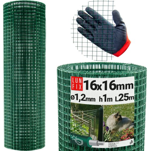 Grillage de bordure 16x16 h1 m plastifié PVC vert - LUN FIX