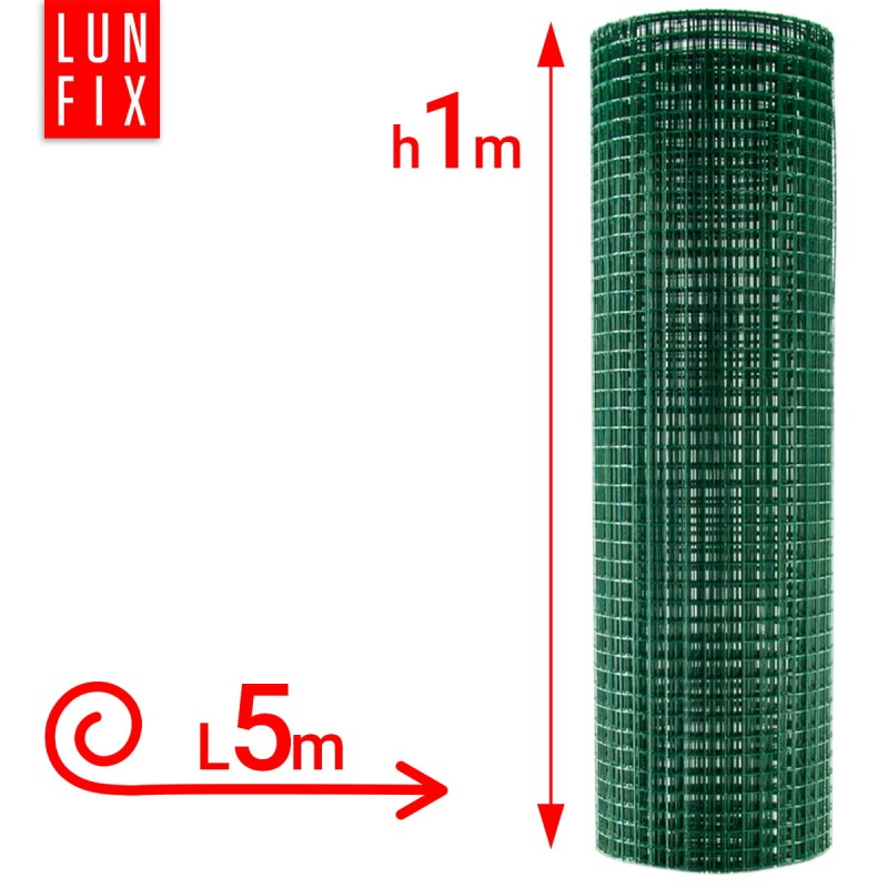 Siatka rabatowa 16x16 metalowa powlekana gr. 1,2mm zielona  h1m 5m