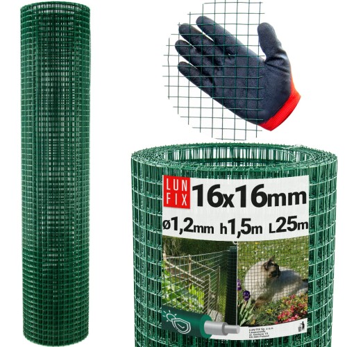 Grillage de bordure 16x16 h1,5 m plastifié PVC vert - LUN FIX