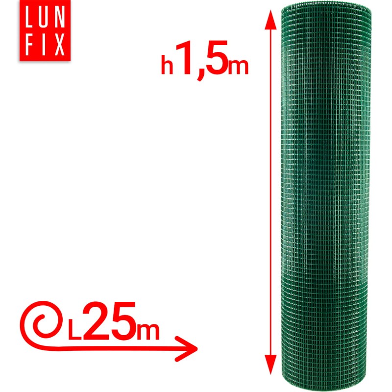 Siatka rabatowa 16x16 metalowa powlekana gr. 1,2mm zielona  h1,5m 25m