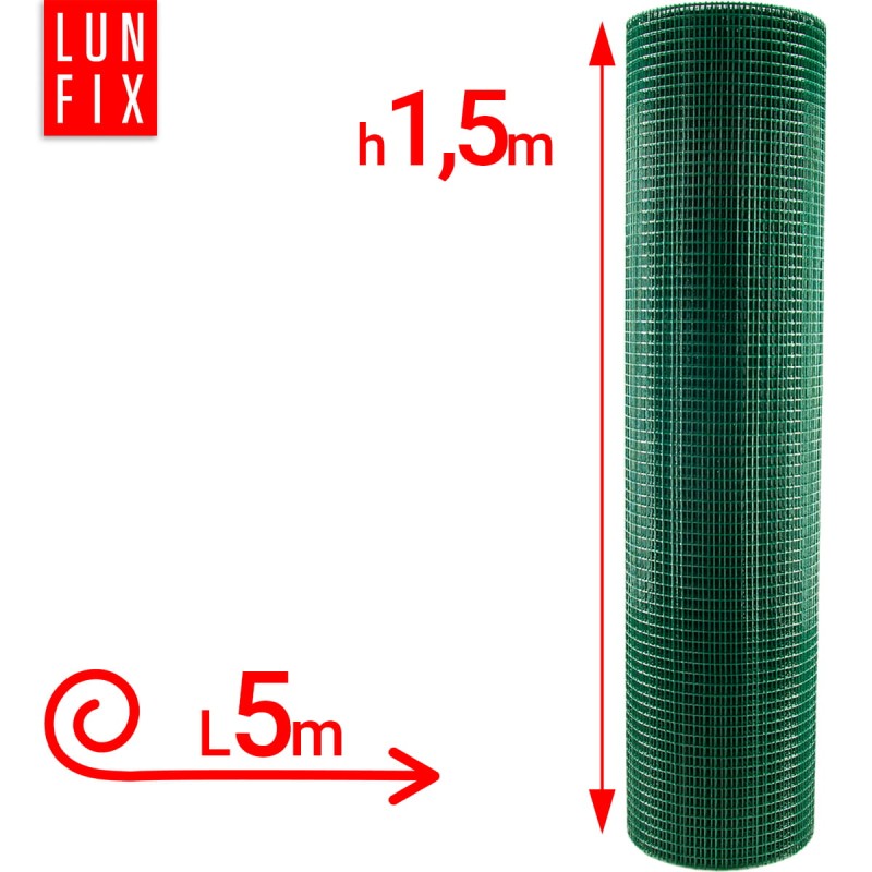 Siatka rabatowa 16x16 metalowa powlekana gr. 1,2mm zielona  h1,5m 5m