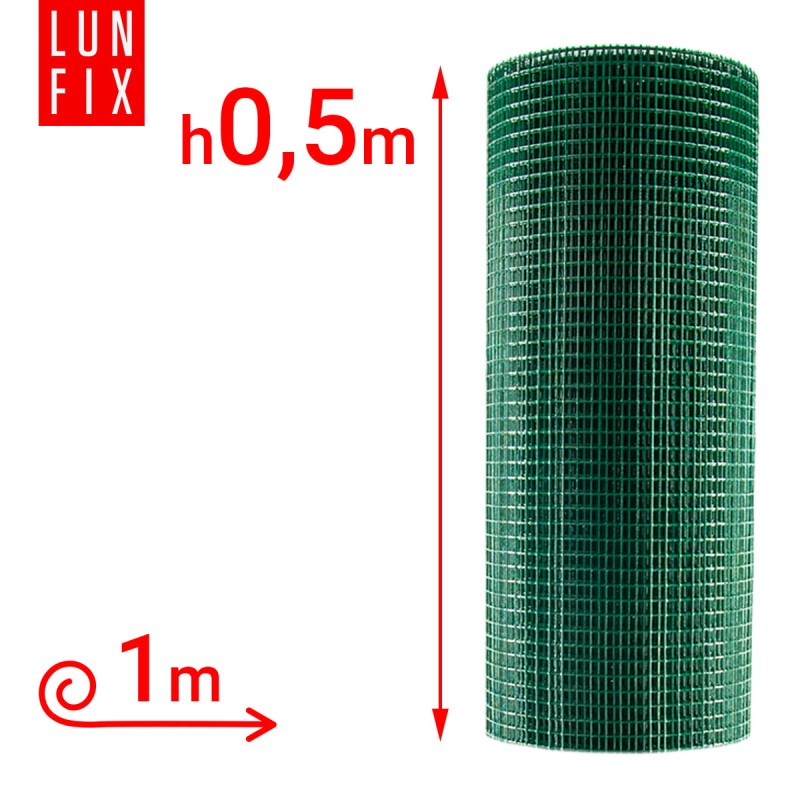 Siatka rabatowa 13x13 metalowa powlekana gr. 1,2mm zielona  h0,5m 1m