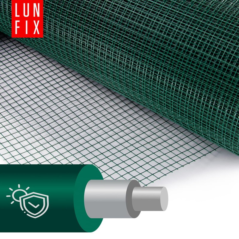 Siatka rabatowa 13x13 metalowa powlekana gr. 1,2mm zielona  h0,5m 1m