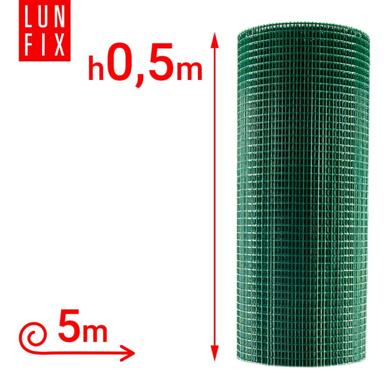 Siatka rabatowa 13x13 metalowa powlekana gr. 1,2mm zielona  h0,5m 5m