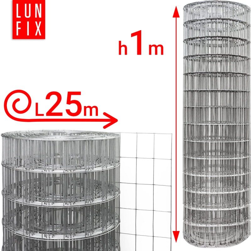 Siatka zgrzewana 100 cm oczko 75x50 fi 1,9mm ogrodzeniowa ocynkowana 25mb