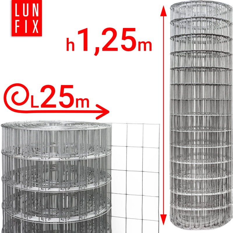 Siatka zgrzewana 125cm oczko 75x50 fi 1,9mm ogrodzeniowa ocynkowana 25mb
