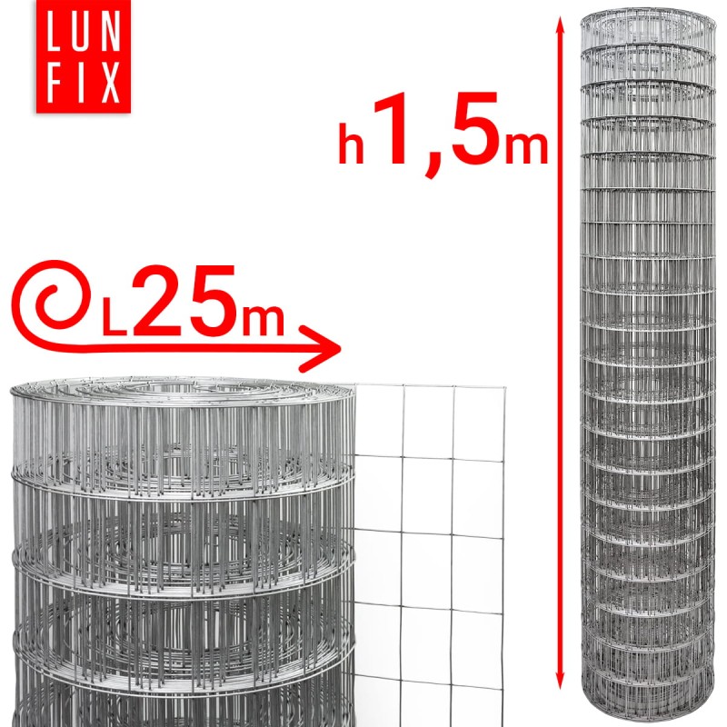Siatka zgrzewana 150 cm oczko 75x50 fi 1,9mm ogrodzeniowa ocynkowana 25mb