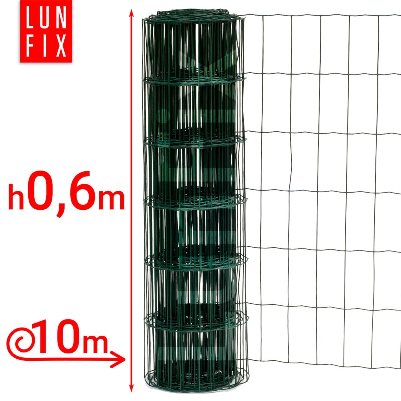 Siatka ogrodzeniowa zielona 60cm oczko 100x50 fi 2,2mm zgrzewana ocynkowana powlekana PCV 10mb