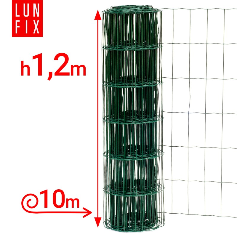 Siatka ogrodzeniowa zielona 120cm oczko 100x50 fi 2,2mm zgrzewana ocynkowana powlekana PCV 10mb