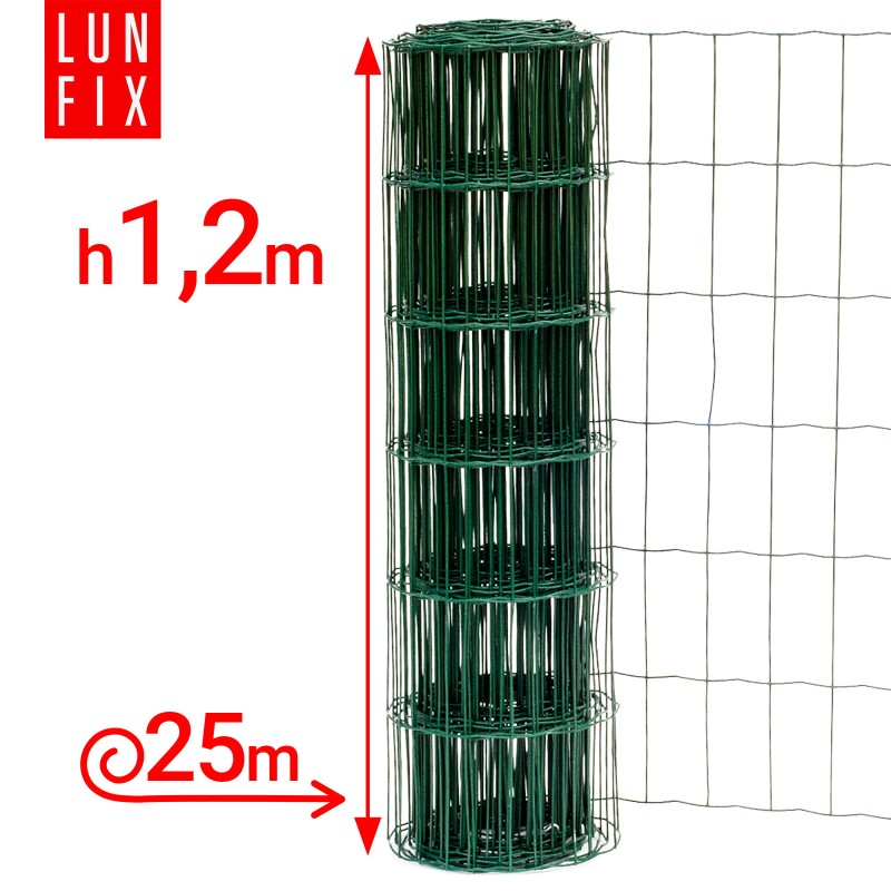 Siatka ogrodzeniowa zielona 120cm oczko 100x50 fi 2,2mm zgrzewana ocynkowana powlekana PCV 25mb