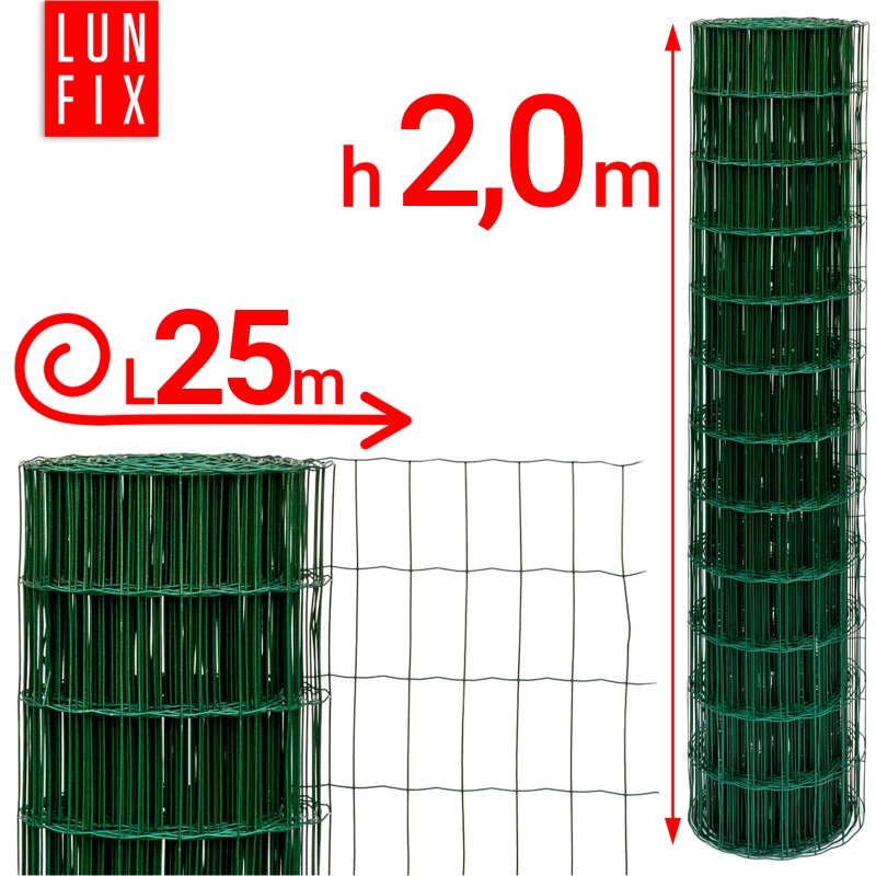 Siatka ogrodzeniowa zielona 200cm oczko 100x50 fi 2,2mm zgrzewana ocynkowana powlekana PCV 25mb
