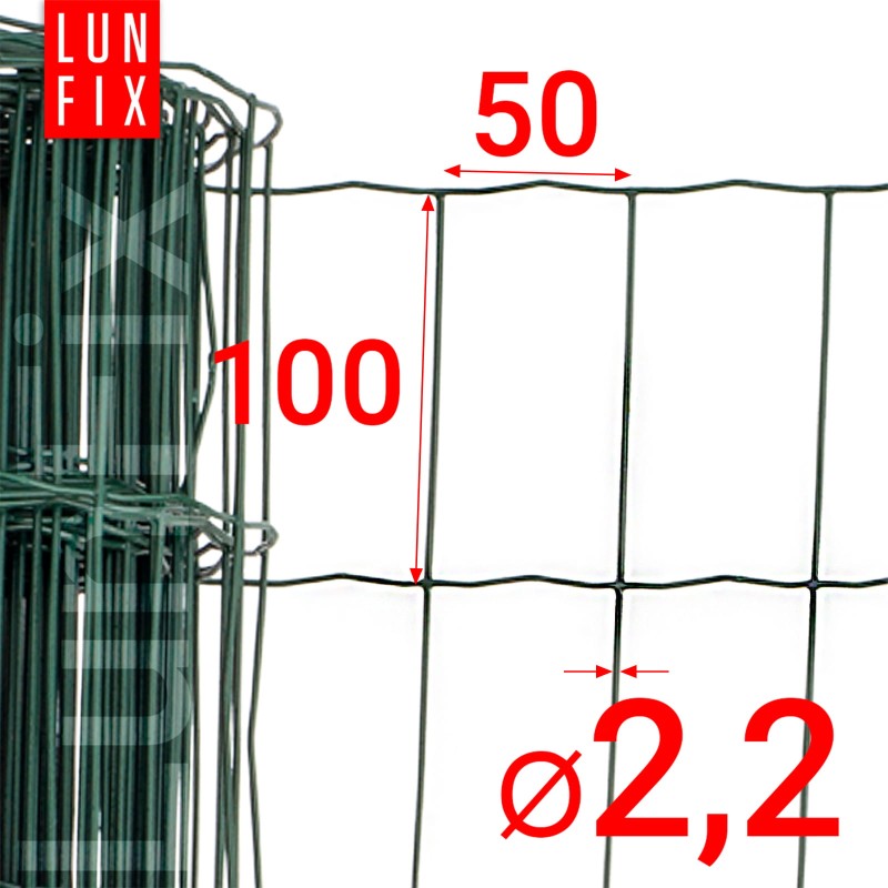 Siatka ogrodzeniowa zielona 200cm oczko 100x50 fi 2,2mm zgrzewana ocynkowana powlekana PCV 25mb