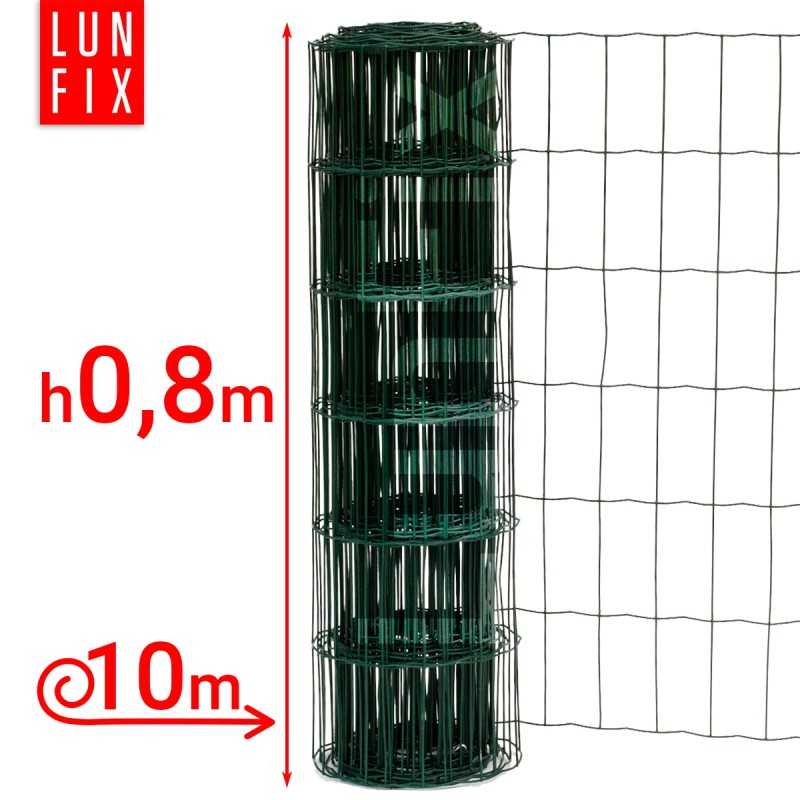Siatka ogrodzeniowa zielona 80cm oczko 100x50 fi 2,2mm zgrzewana ocynkowana powlekana PCV 10mb